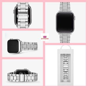 Michael Kors Pave Silver-Tone Stainless Steel Apple Watch Strap Band 38/40mm